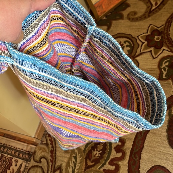 PINZON 100% Cotton Backpack Aztec Stripe / Geometric Summer Soft Travel Rainbow - Picture 16 of 16